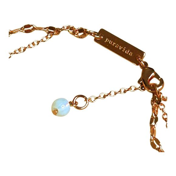 Pura Vida Rose Gold Tone Double Strand Chains Crescent Abalone Moon Charm Anklet - Picture 4 of 4